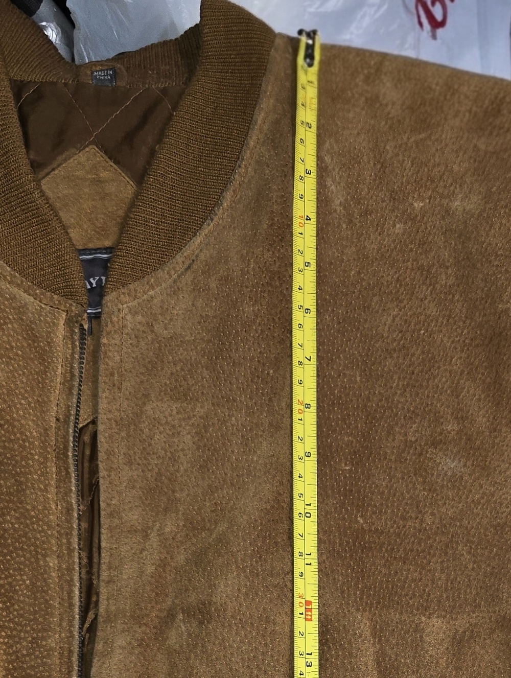 David Taylor Suede Bomber Jacket in Warm Cognac - Picture 6 of 7
